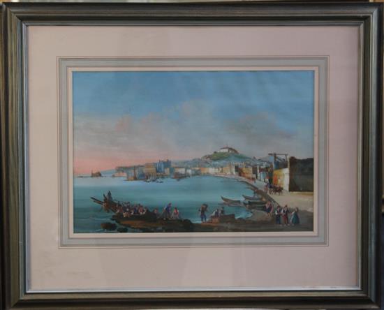 19th century Neapolitan School Views of the Bay of Naples, 11 x 16.5in.